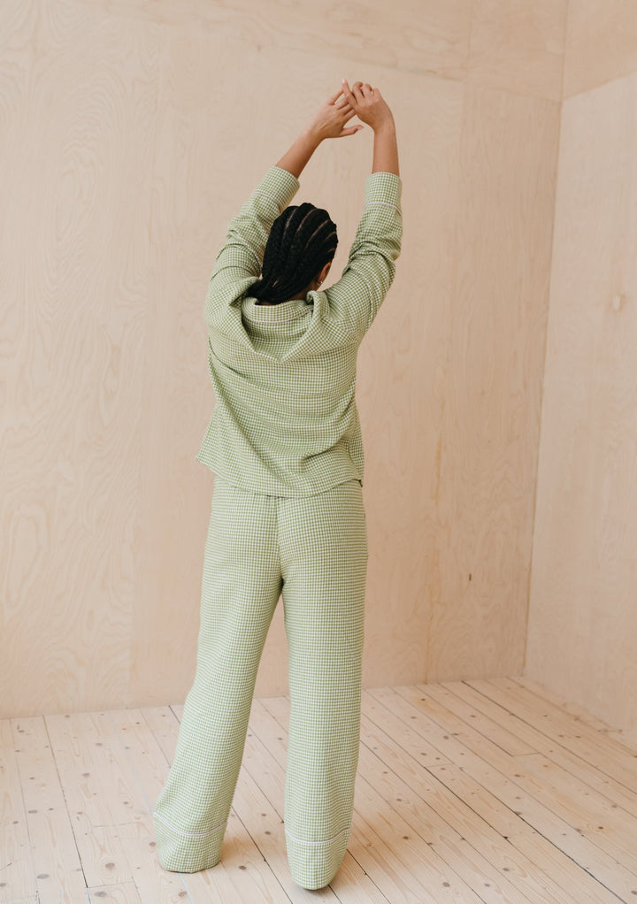 Pyjama en coton pied-de-poule olive
