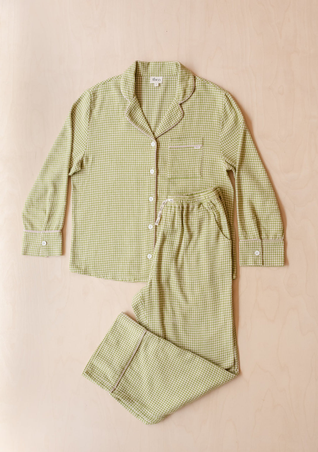 Pyjama en coton pied-de-poule olive