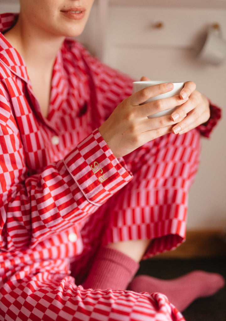 Cotton Pyjamas in Blue Houndstooth