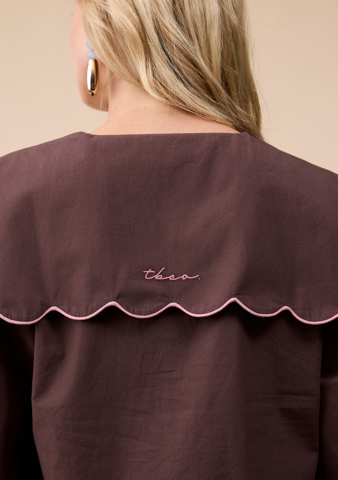 Cotton Shirt in Brown Scallop