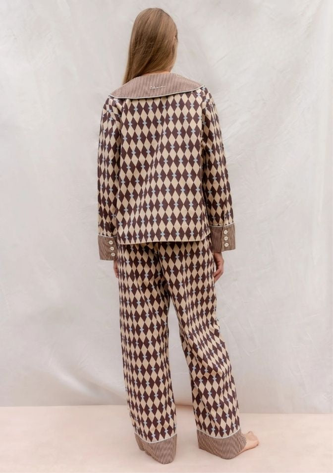 Pyjama en coton camel arlequin