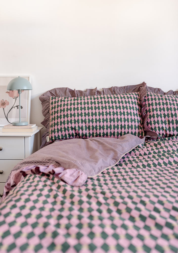 Bettbezug aus Baumwolle in Pink Harlekin