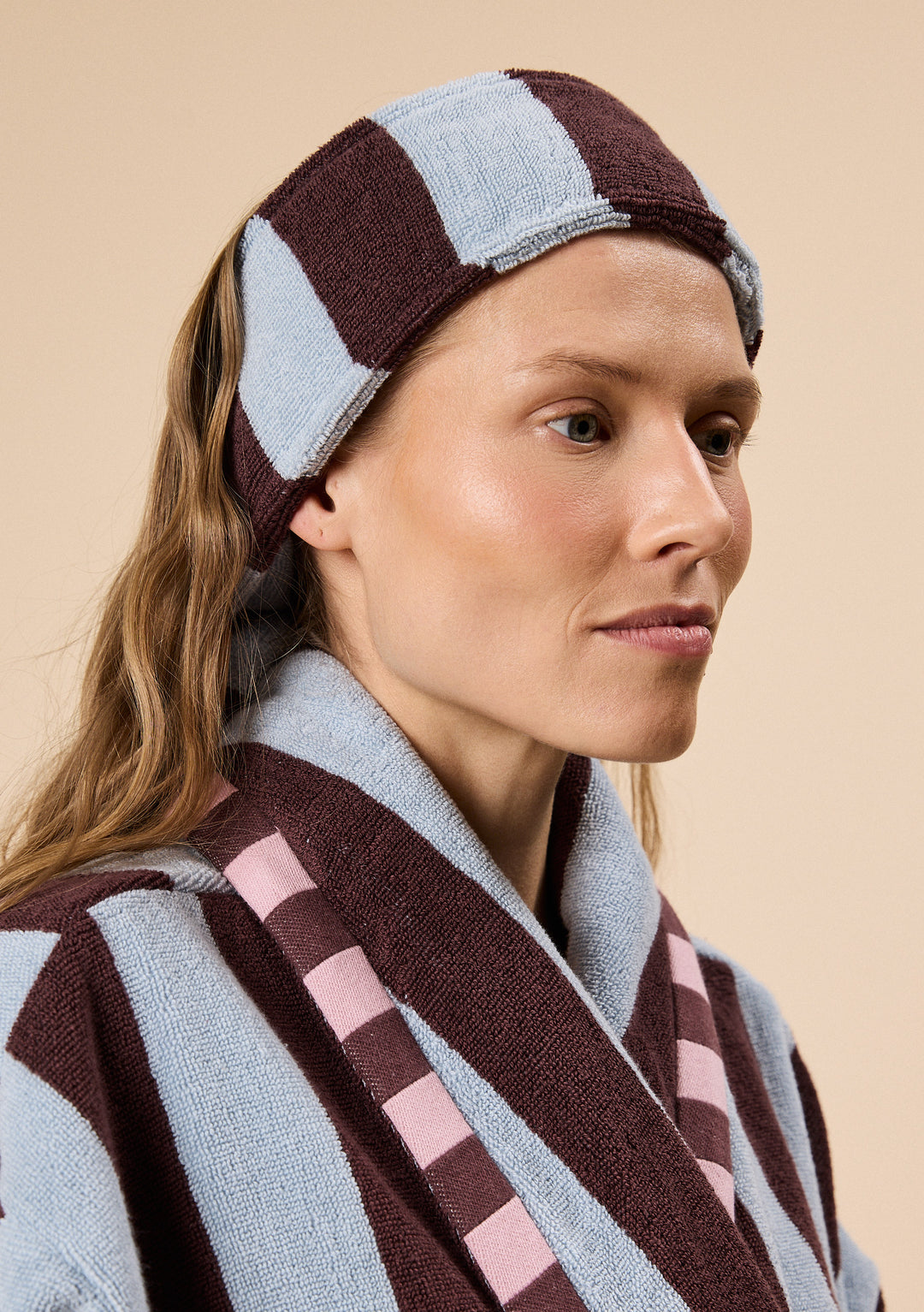 Terry Cotton Hair Tie in Blue Stripe