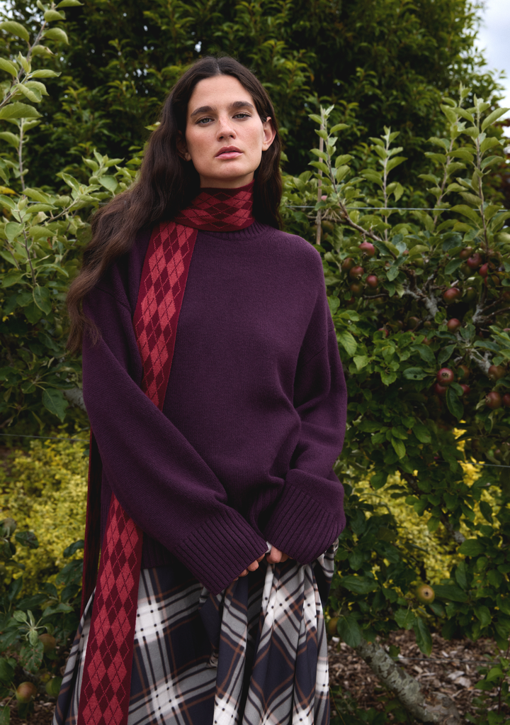Merino Wool Crew Neck Jumper in Fig