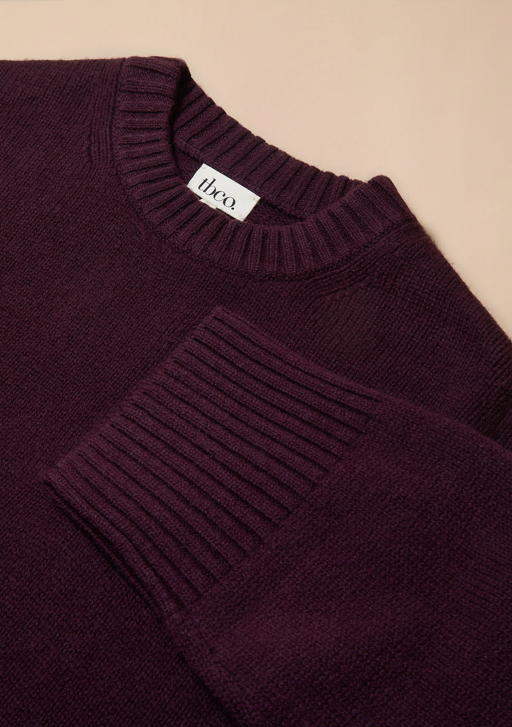 Merino Wool Crew Neck Jumper in Fig