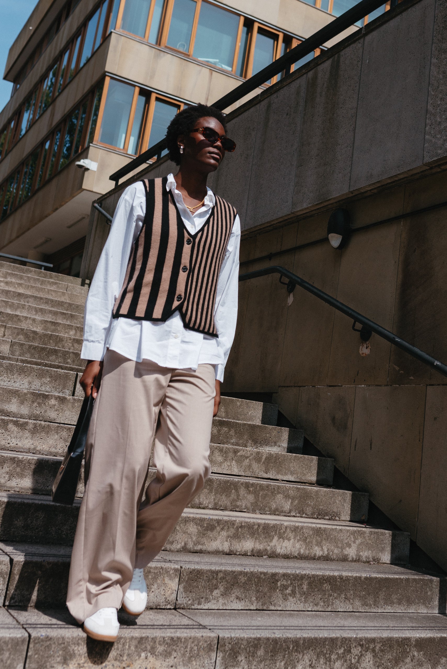 Merino Wool Vest in Latte Stripe – TBCo