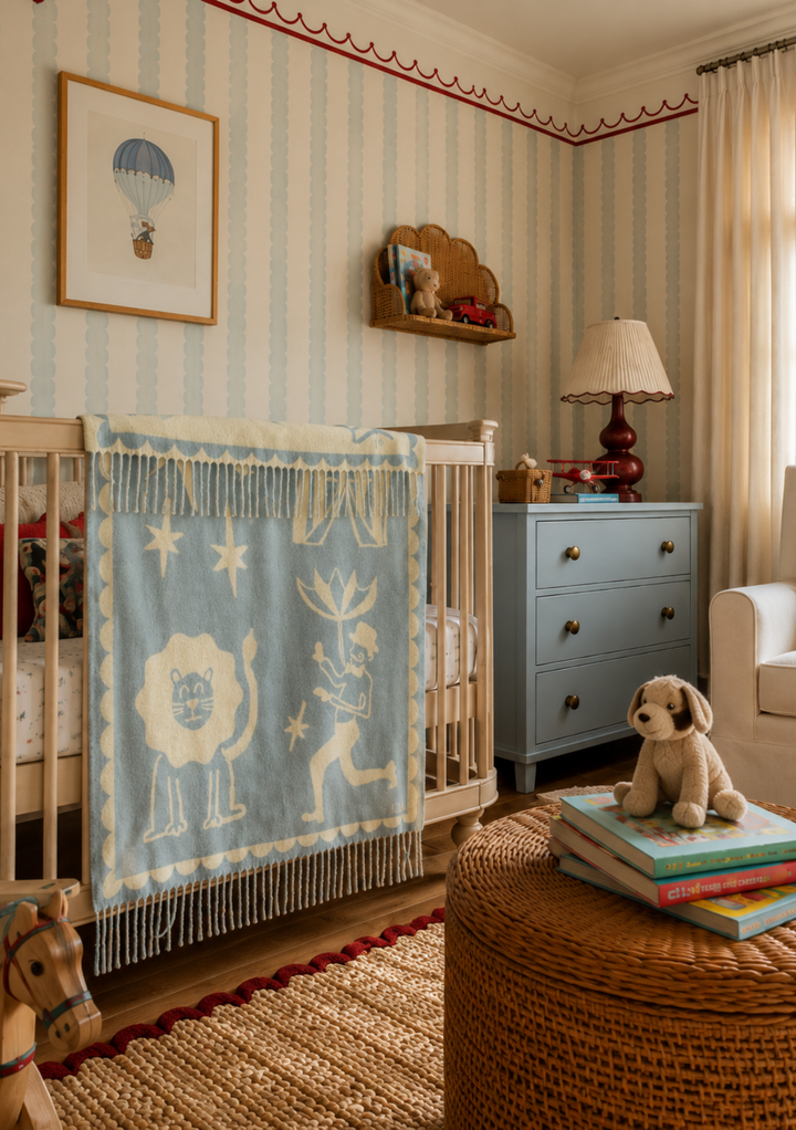 Lambswool Baby Blanket in Circus Jacquard