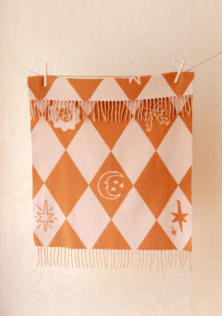 Lambswool Baby Blanket in Harlequin Jacquard