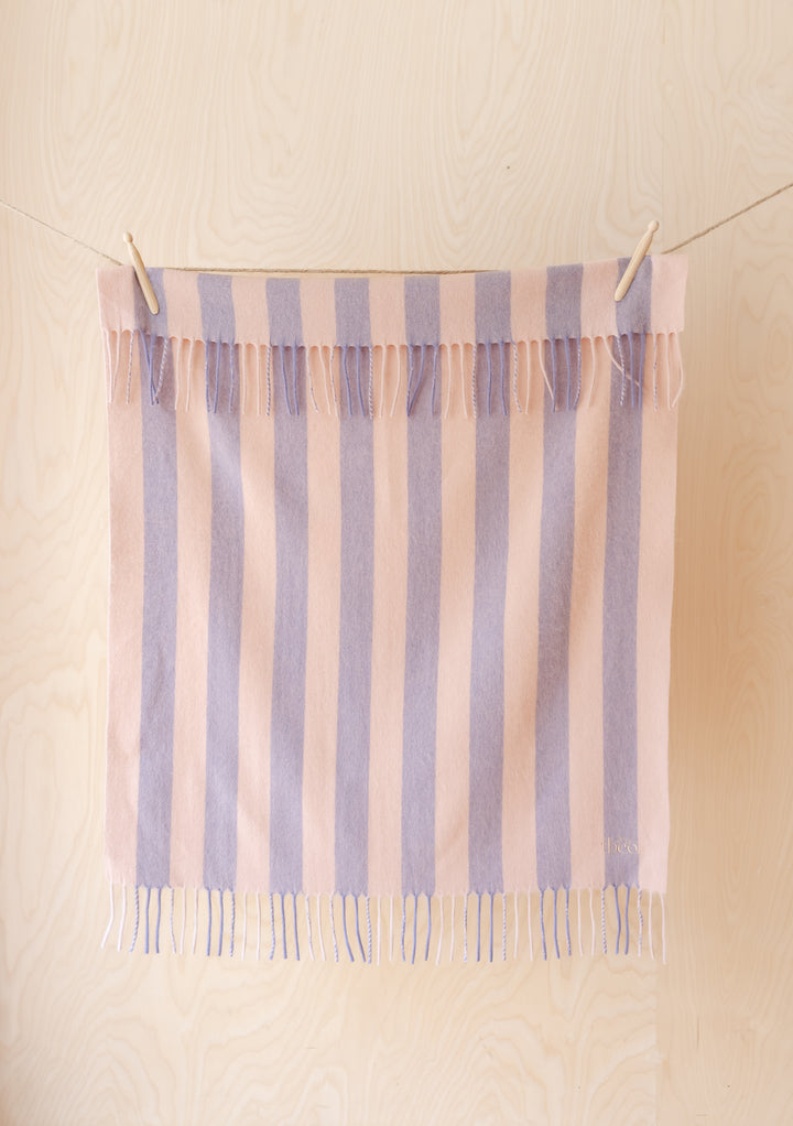 Lambswool Baby Blanket in Pink & Lilac Stripe