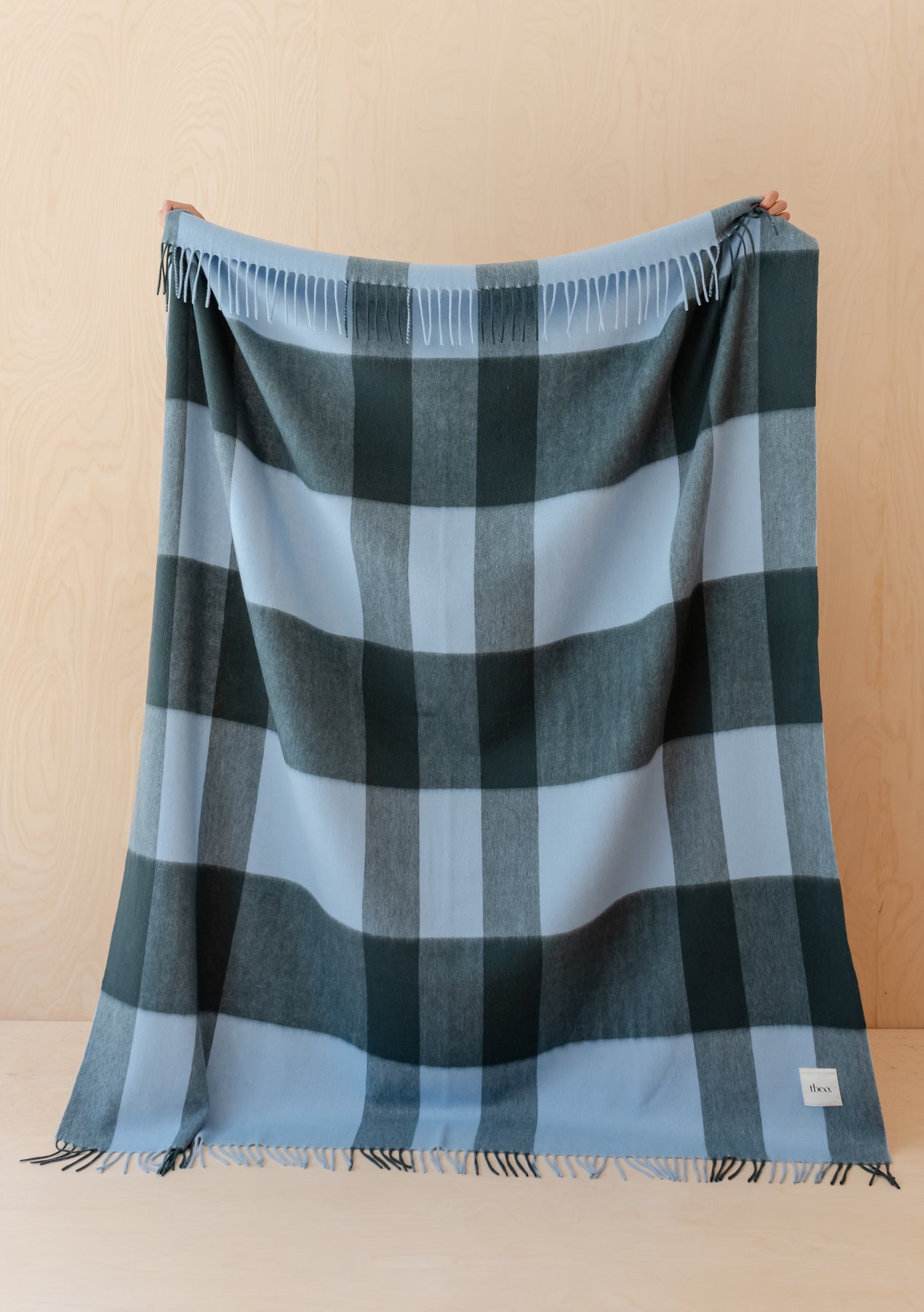 TBCo Lambswool Blanket in Green Modern Check