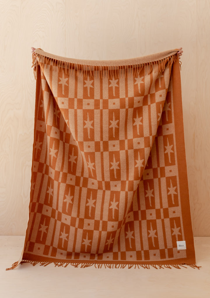 Lambswool Blanket in Almond Celestial Tile Jacquard