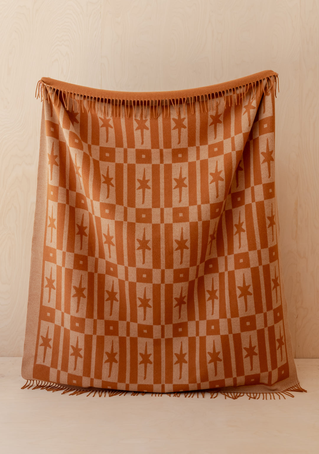 Lambswool Blanket in Almond Celestial Tile Jacquard