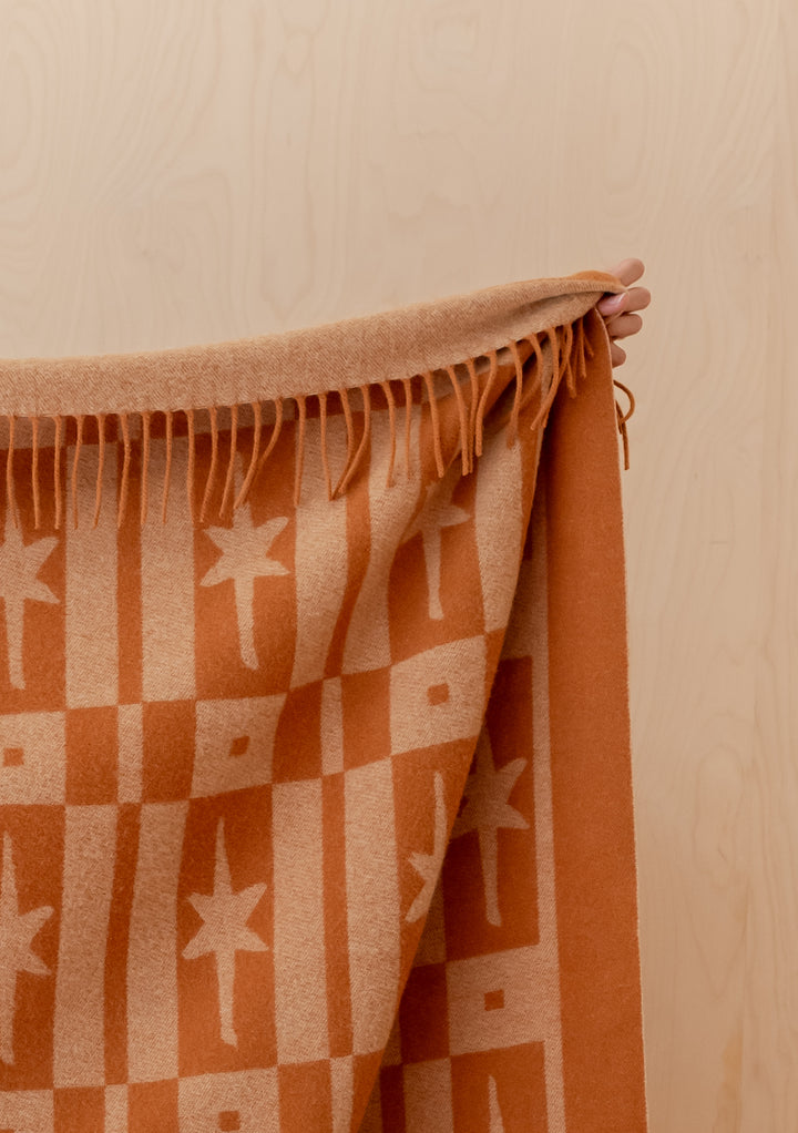 Lambswool Blanket in Almond Celestial Tile Jacquard
