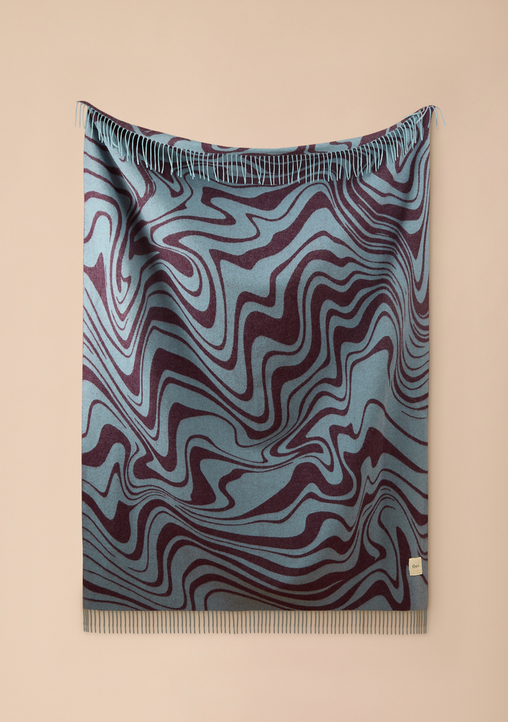 Lambswool Blanket in Blue Marble