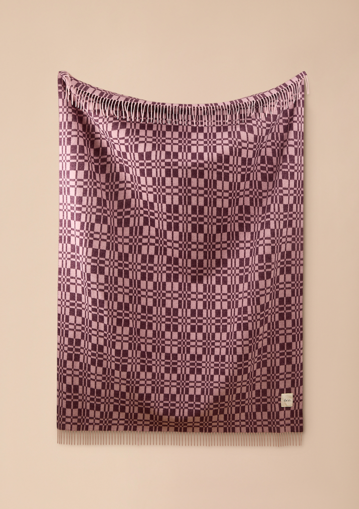 Lambswool Blanket in Rose Craft Check