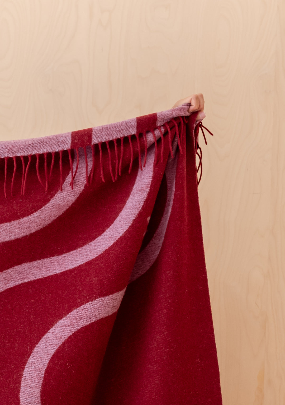 Lambswool Blanket in Red Wave Jacquard