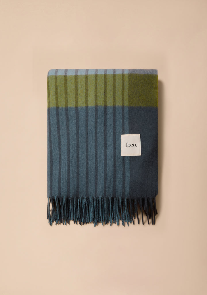 Lambswool Blanket in Blue Pop Stripe