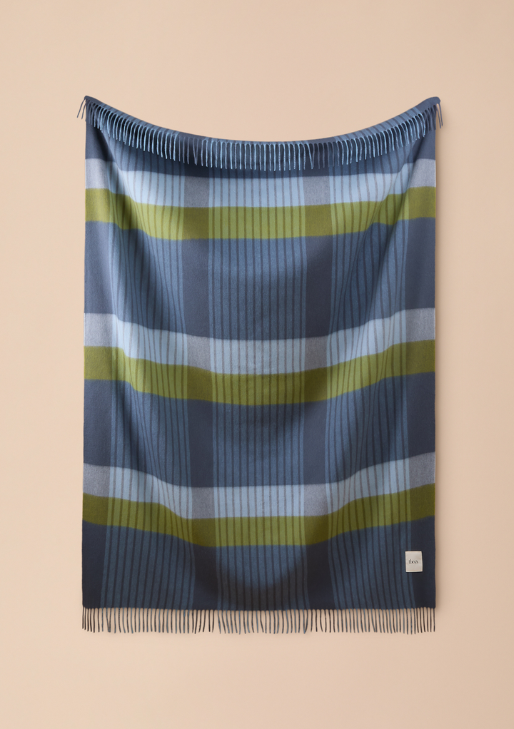 Lambswool Blanket in Blue Pop Stripe