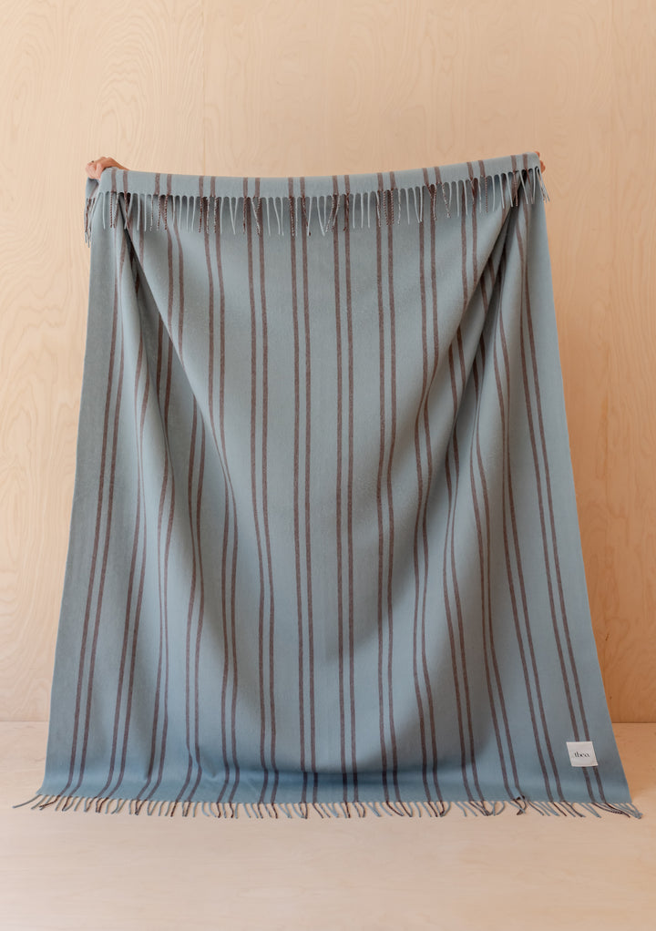 Lambswool Blanket in Mint Stripe