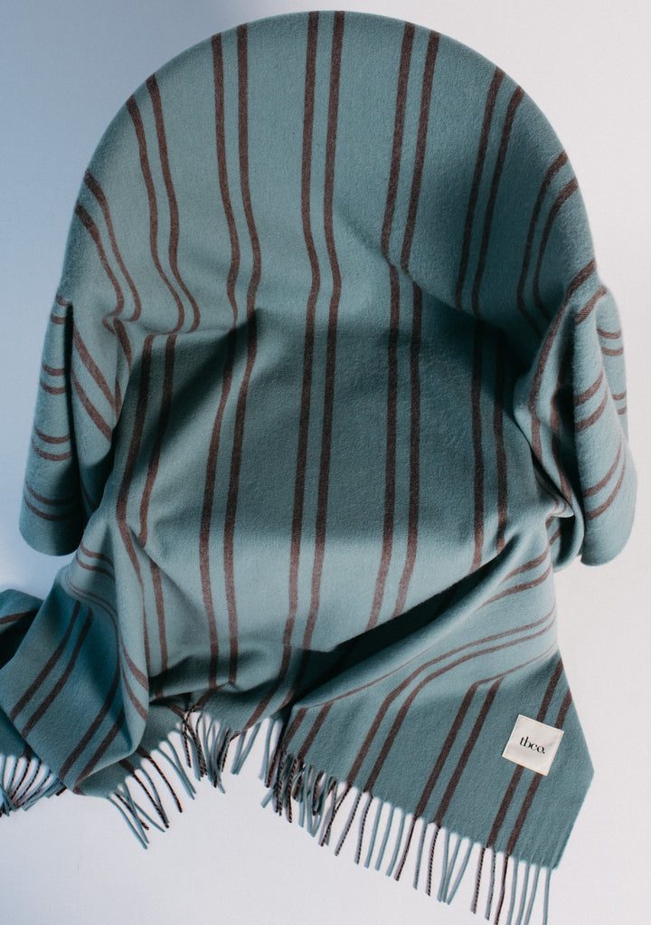 Lambswool Blanket in Mint Stripe