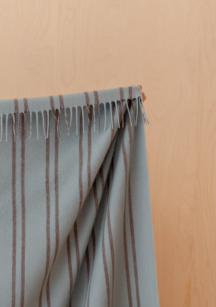 Lambswool Blanket in Mint Stripe