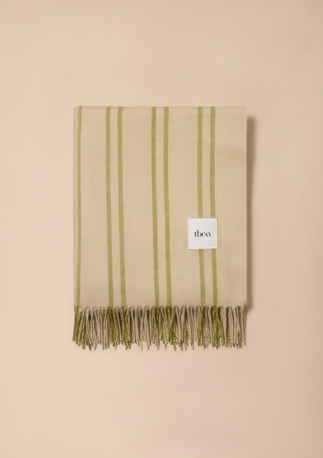 Lambswool Blanket in Green Stripe
