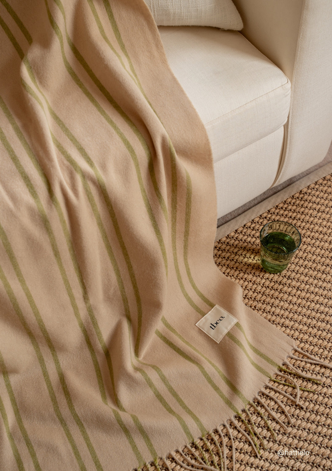 Lambswool Blanket in Green Stripe