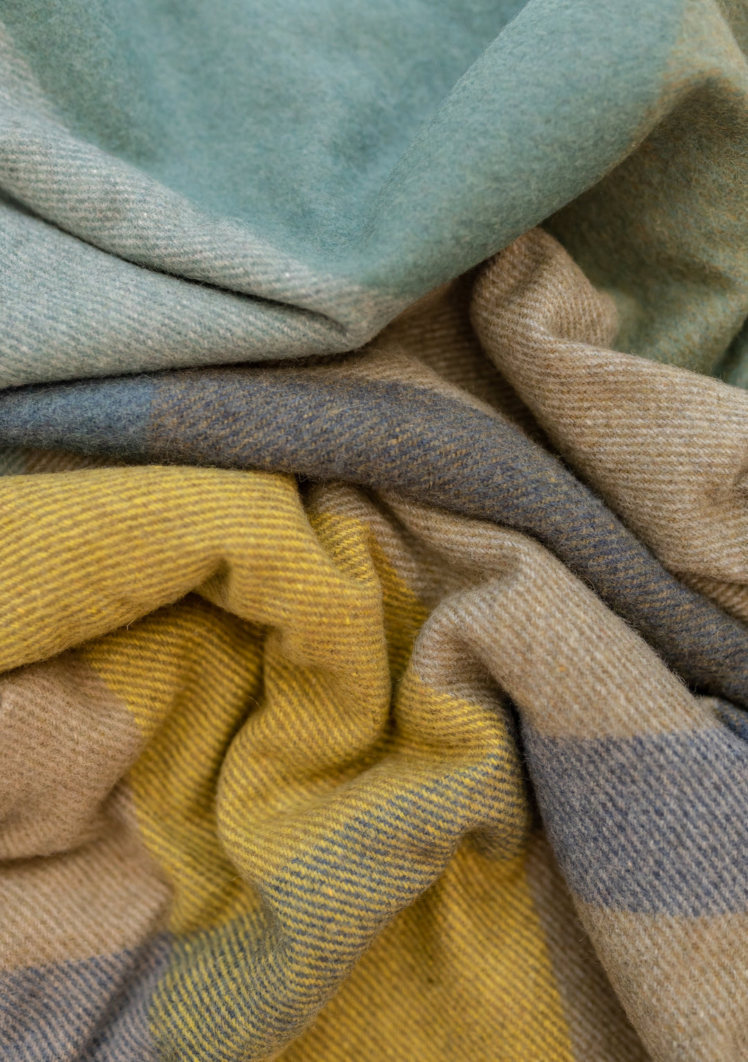 Recycled Wool Extra Large Blanket in Green Oversized Patchwork Check