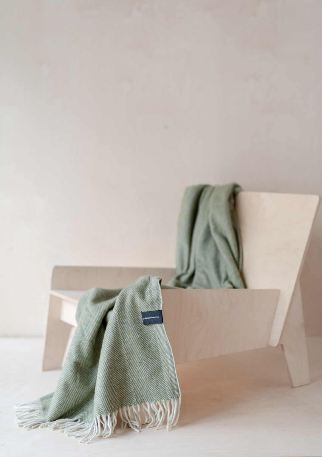 TBCo - Sample Sale Recycled Wool Small Blanket in Olive Herringbone