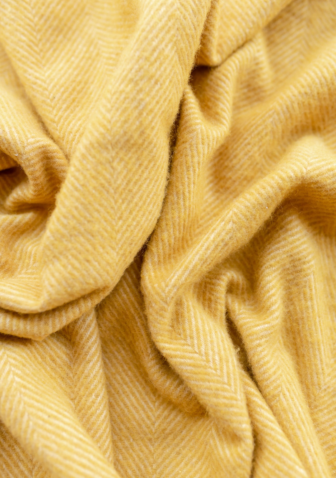 Recycled Wool Blanket in Mustard Herringbone - TBCo 
