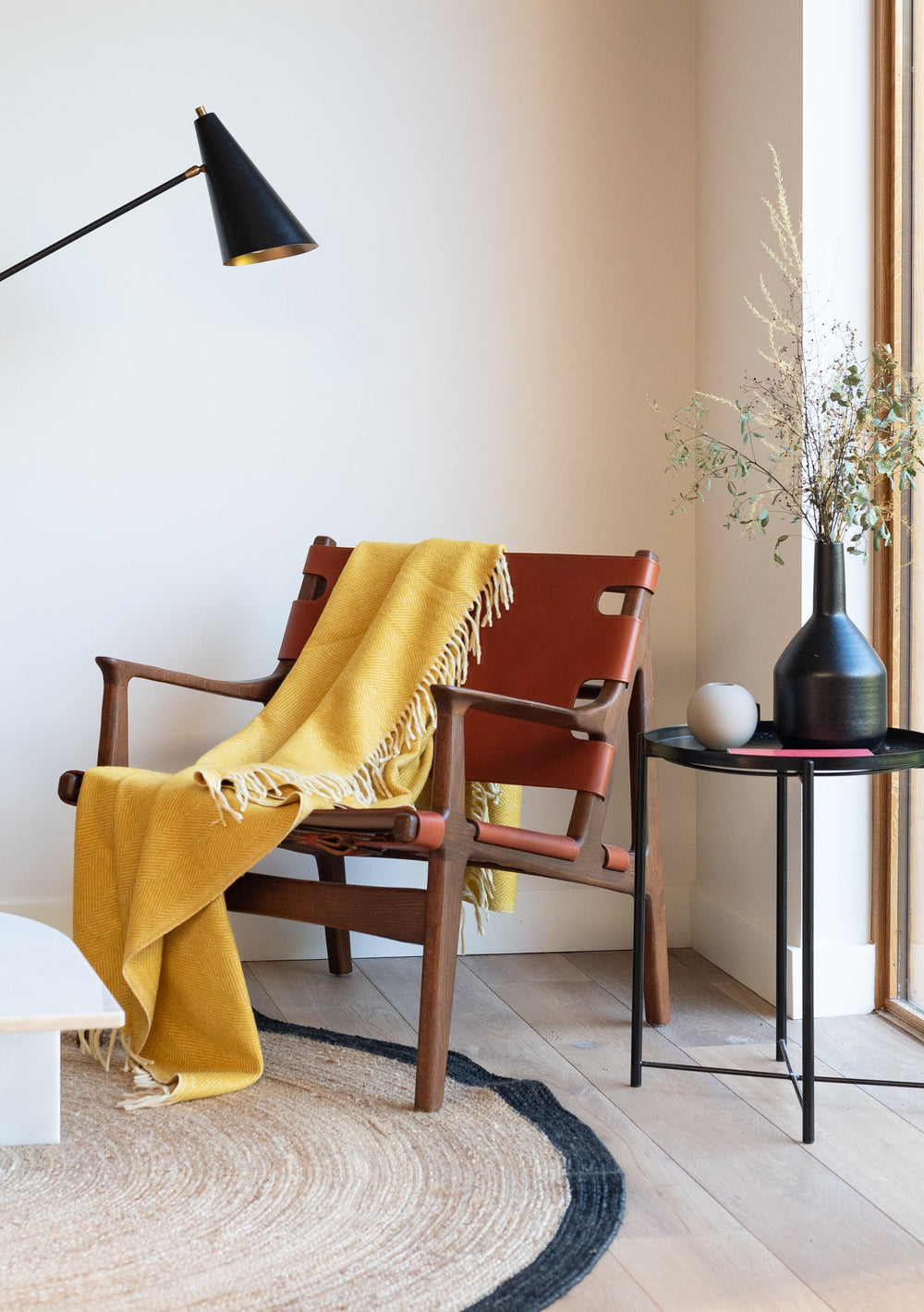 Recycled Wool Blanket in Mustard Herringbone - TBCo 