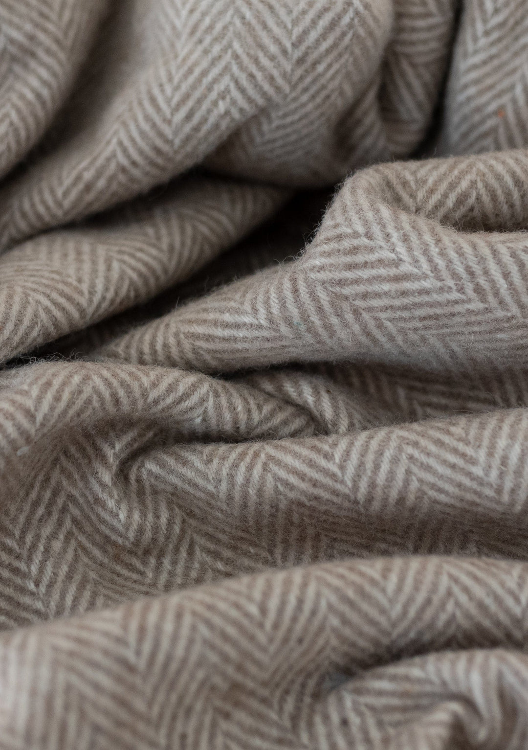 Recycled Wool Small Blanket in Natural Herringbone - TBCo 