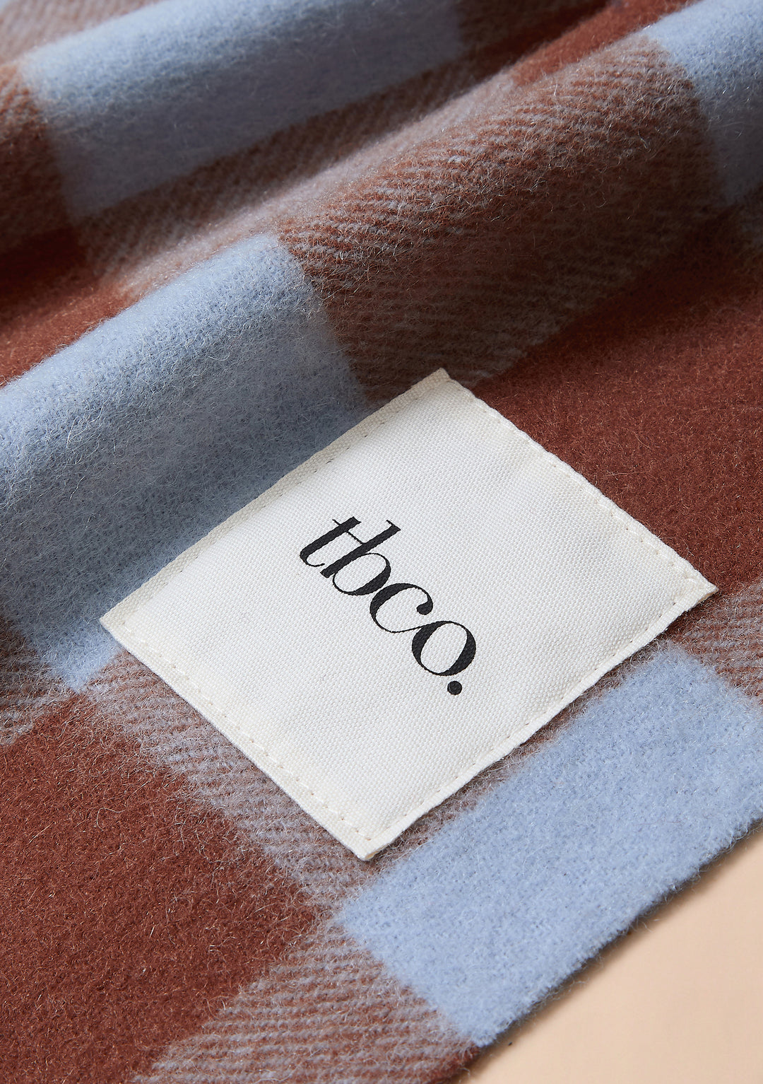 Lambswool Skinny Scarf in Brown & Blue Gingham
