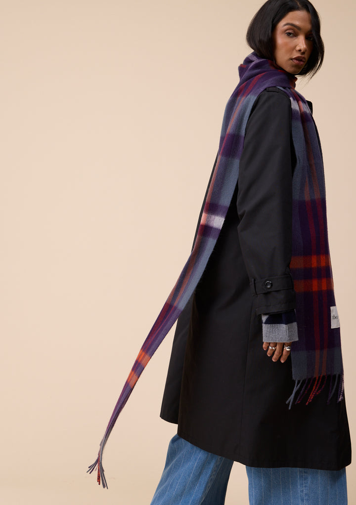 Lambswool Skinny Scarf in Blue Modern Tartan