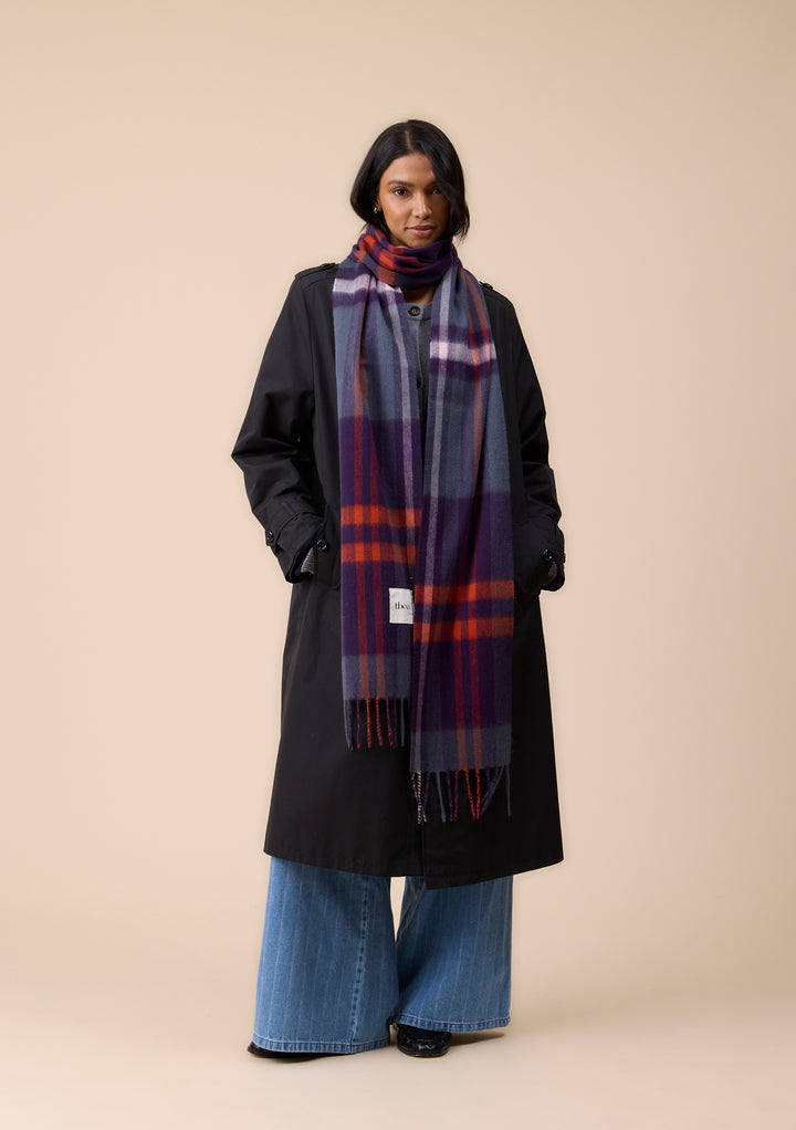 Lambswool Skinny Scarf in Blue Modern Tartan