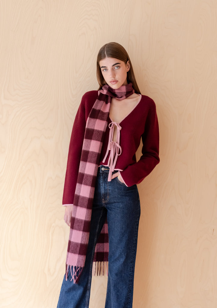 Lambswool Skinny Scarf Gingham