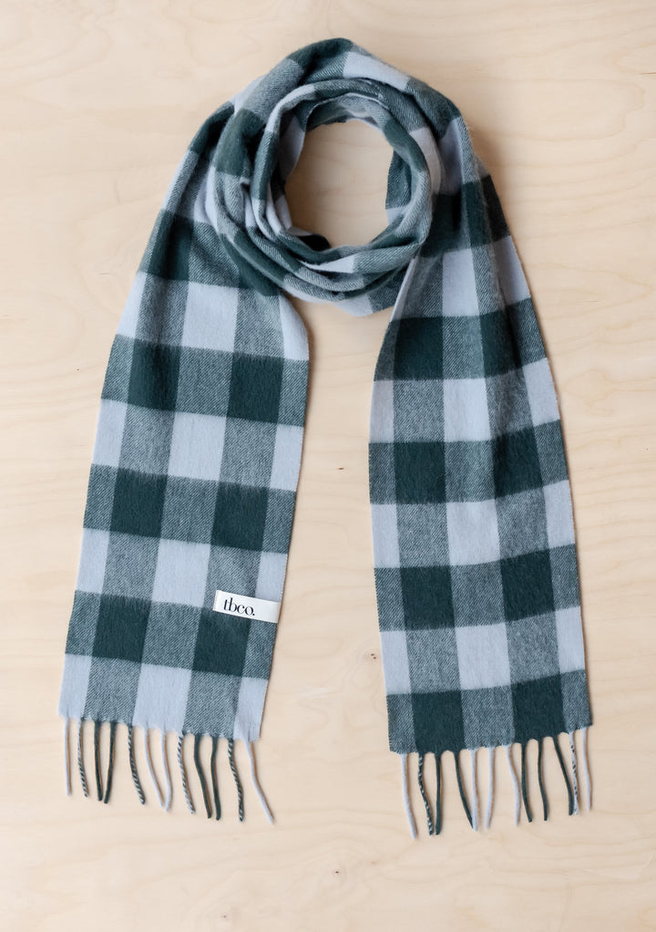 Lambswool Skinny Scarf in Forest Gingham