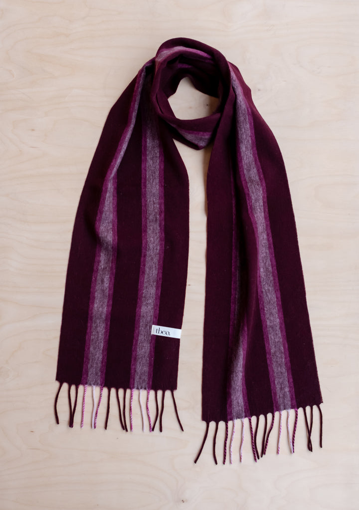 Lambswool Scarf in Burgundy Stripe