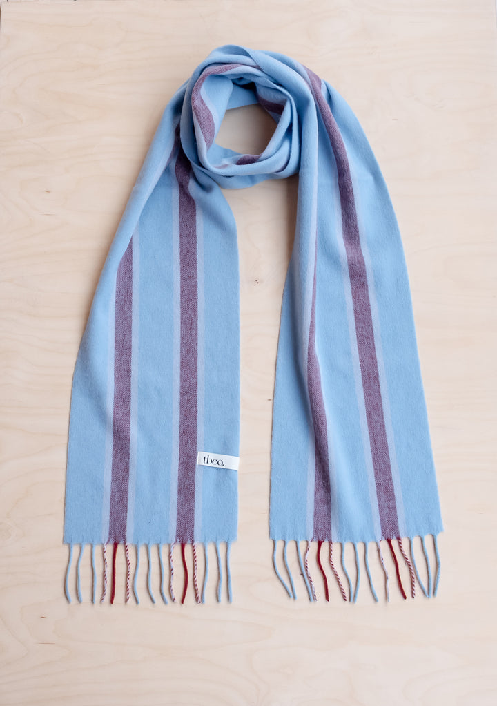 Lambswool Scarf in Blue Stripe