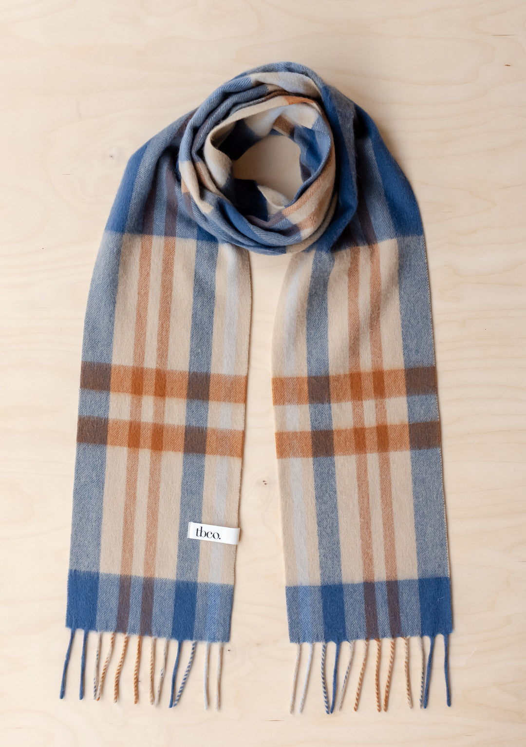 Lambswool Skinny Scarf in Camel Modern Tartan