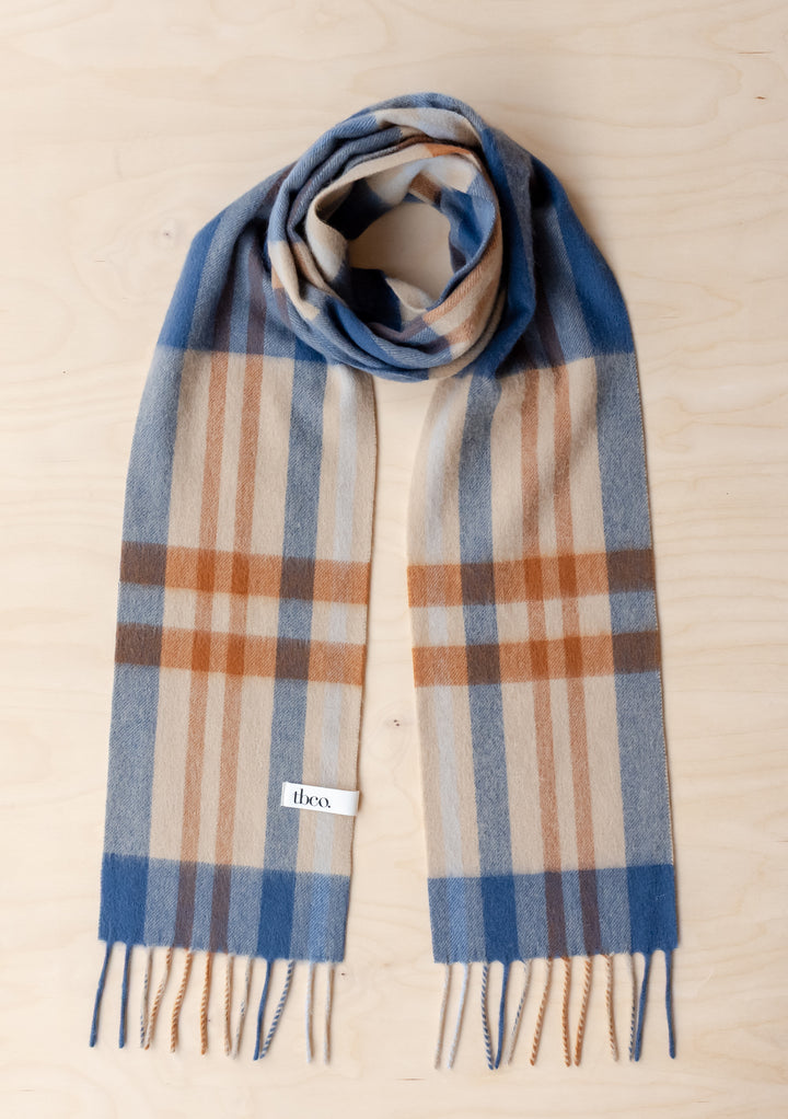 Lambswool Skinny Scarf in Camel Modern Tartan