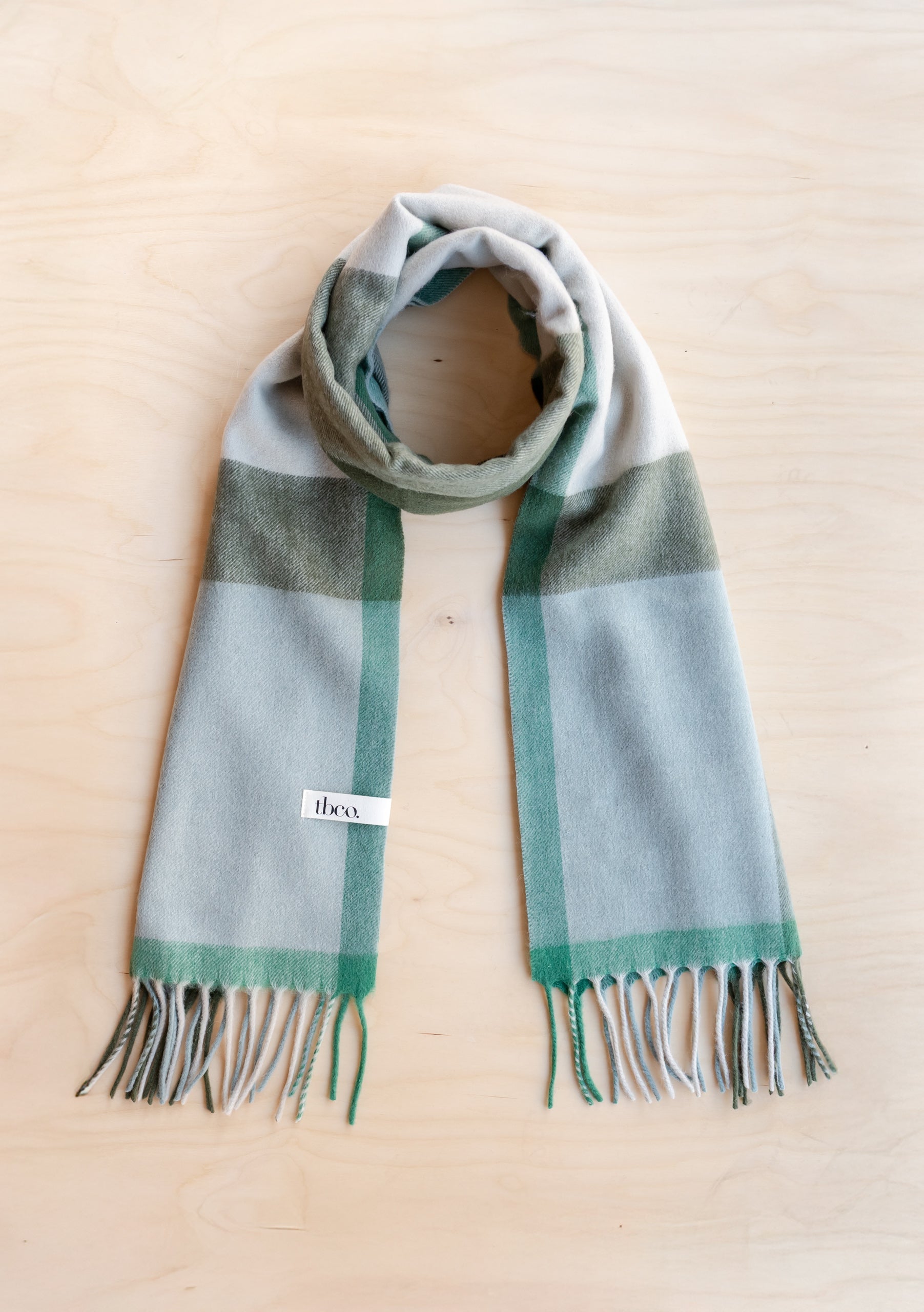 Lambswool Oversized Scarf in Green Block Check – TBCo