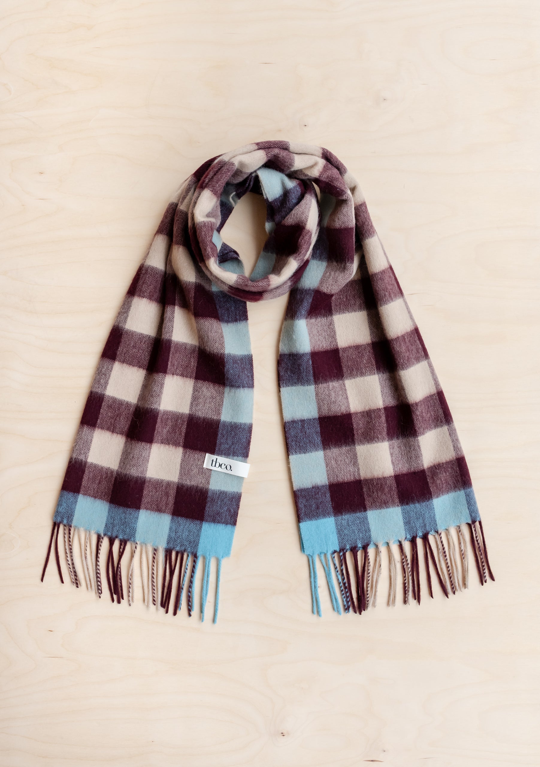 Lambswool Oversized Scarf in Camel Gingham – TBCo