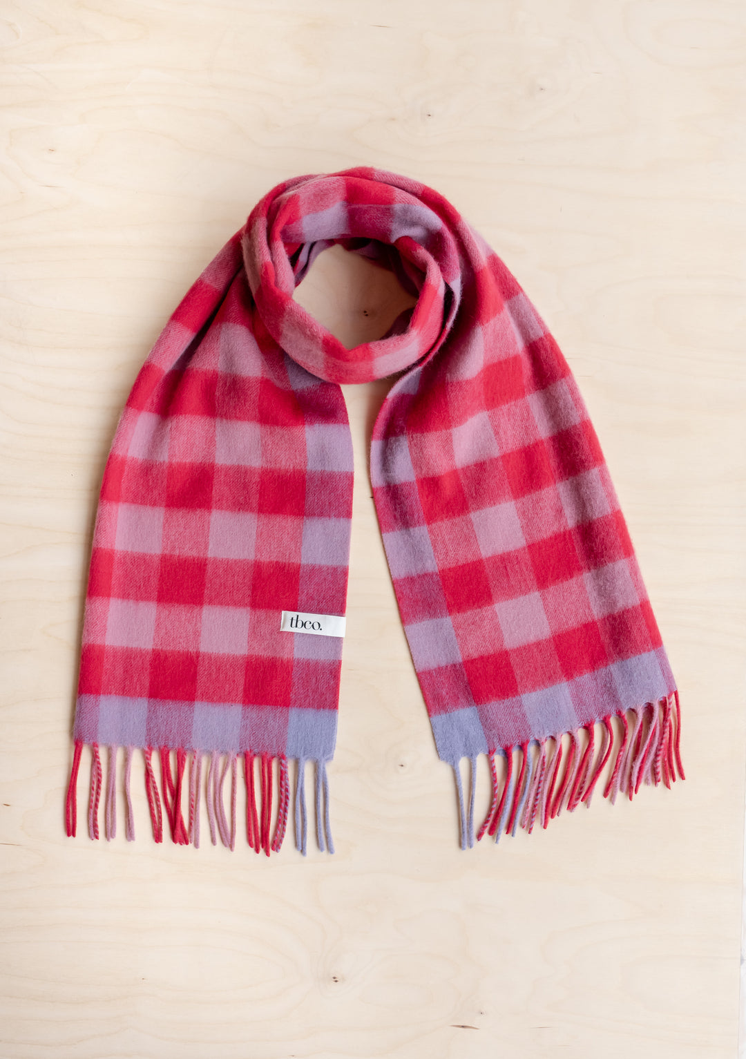 Lambswool Oversized Scarf in Rose Gingham