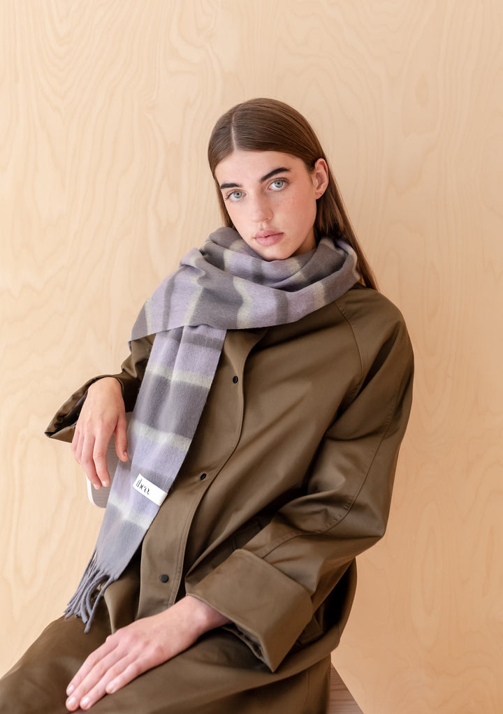 Lambswool Oversized Scarf in Charcoal Stripe