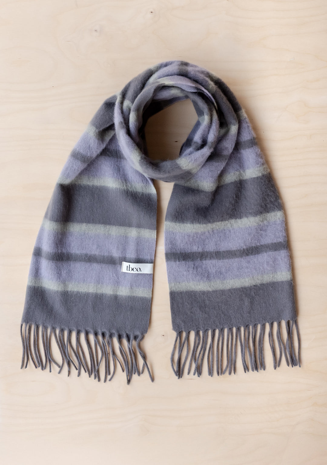 Lambswool Oversized Scarf in Charcoal Stripe
