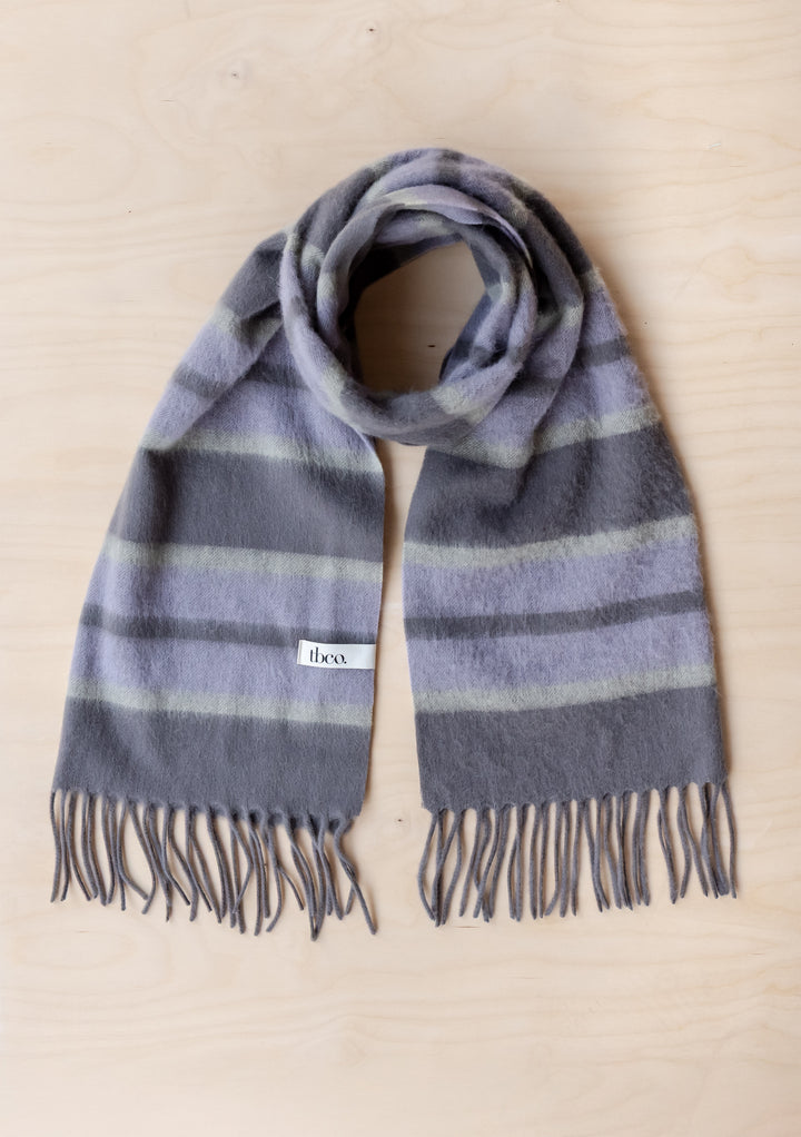 Lambswool Oversized Scarf in Charcoal Stripe