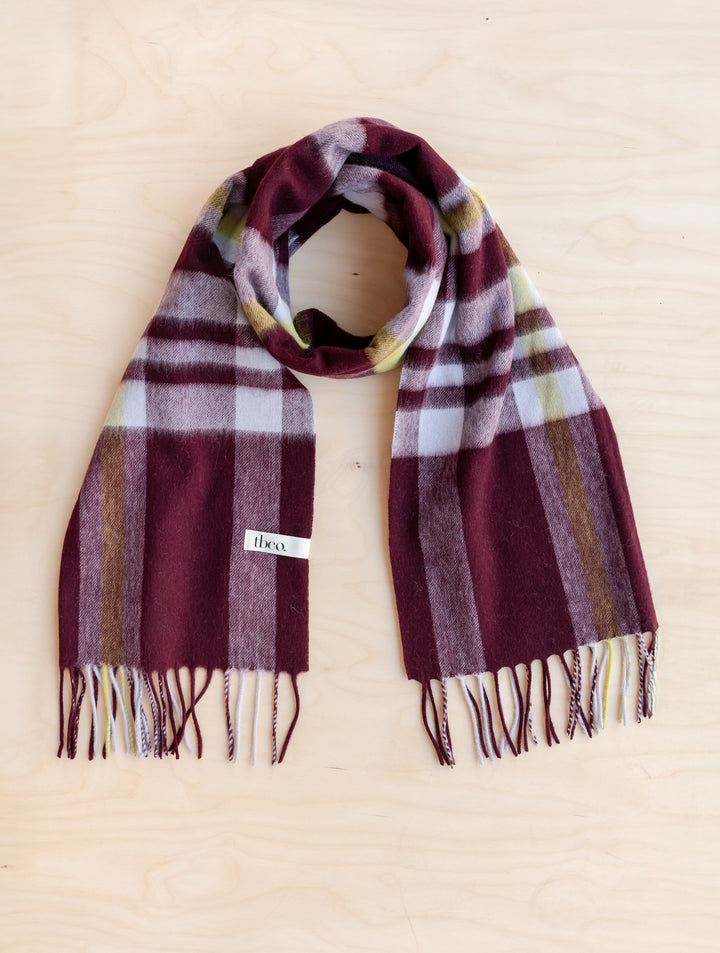 Lambswool Oversized Scarf in Burgundy Modern Tartan