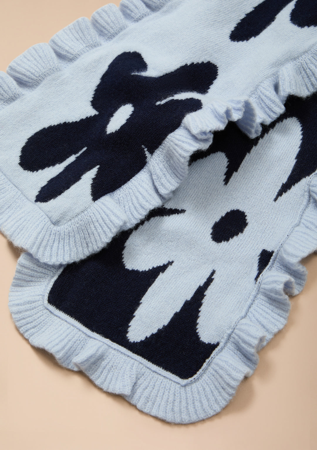 TBCo x Liu Merino Ruffle Scarf in Blue Floral