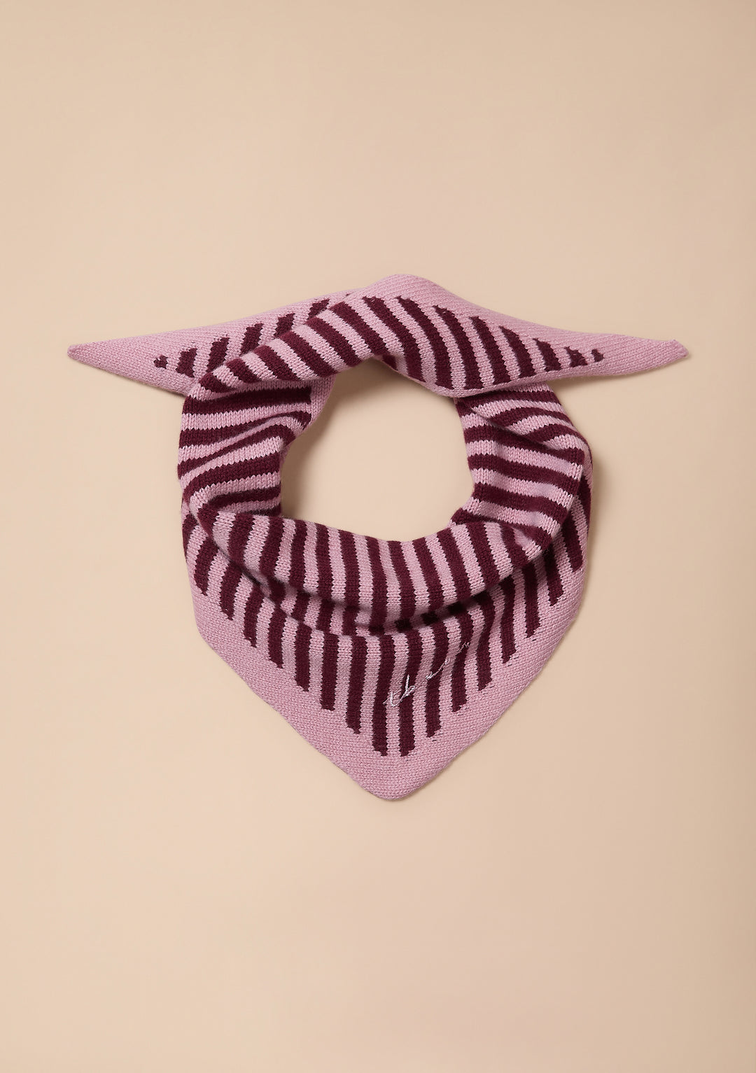 Merino Wool Kids Triangle Scarf in Pink Stripe